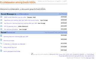 The 'inside' of the D-group: E-collaboration among Dutch NGO's