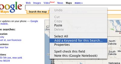 Browser  menu that appears when right-clicking in a search box