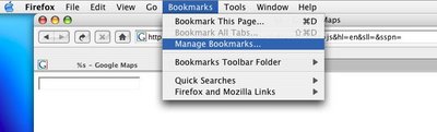 Menu item under the 'Bookmarks' toolbar in Firefox