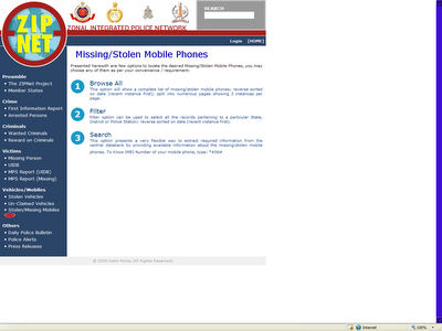 Delhi Police Zipnet Website