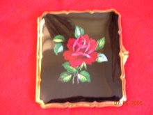 This Apsolutly Stunning Case, This Case Has A Deep Black Gloss Enameled Background & A Red Rose
