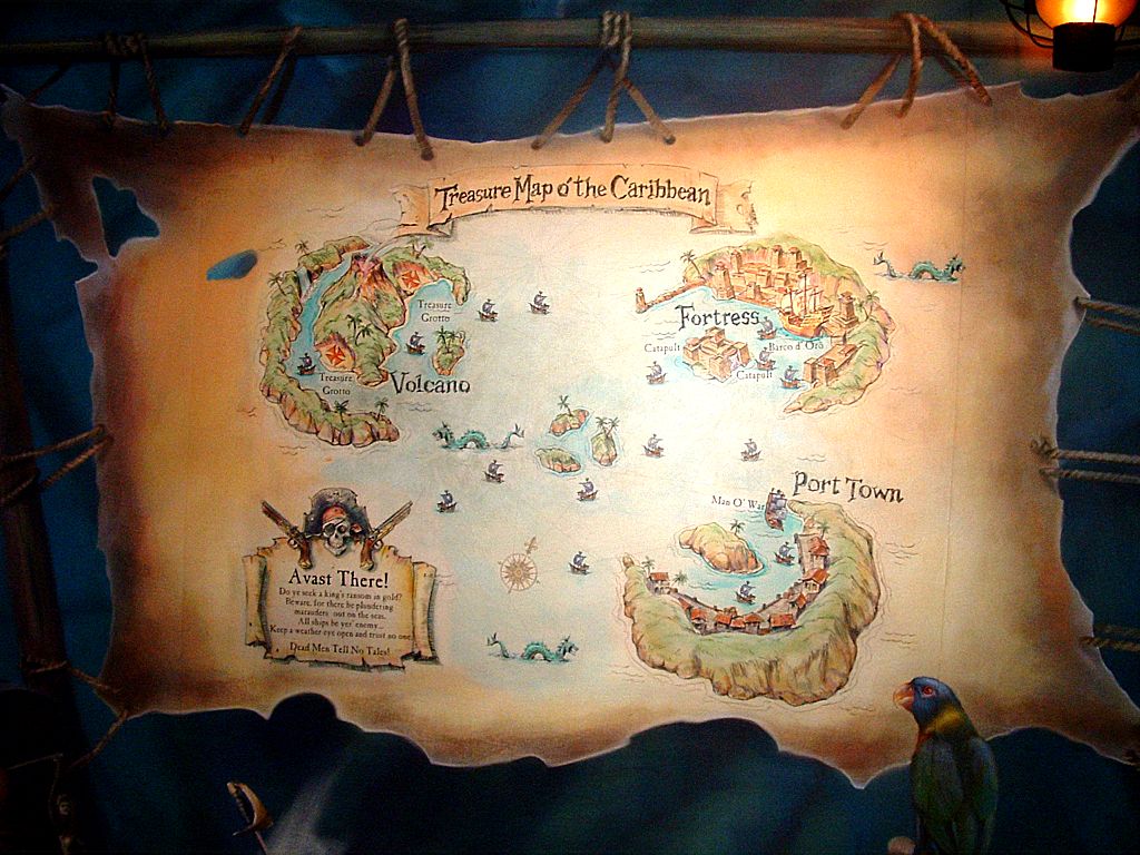 pirates of the caribbean treasure hunt map game