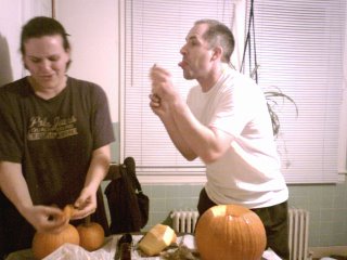 tom's first pumpkin carving