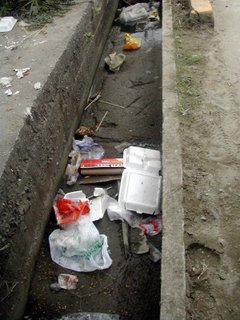 Tela, Honduras, trash in ditch