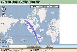Sunset Sunrise Tracking Map - Zoomed Out