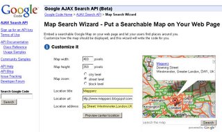 Google AJAX Search API Google Map Wizard