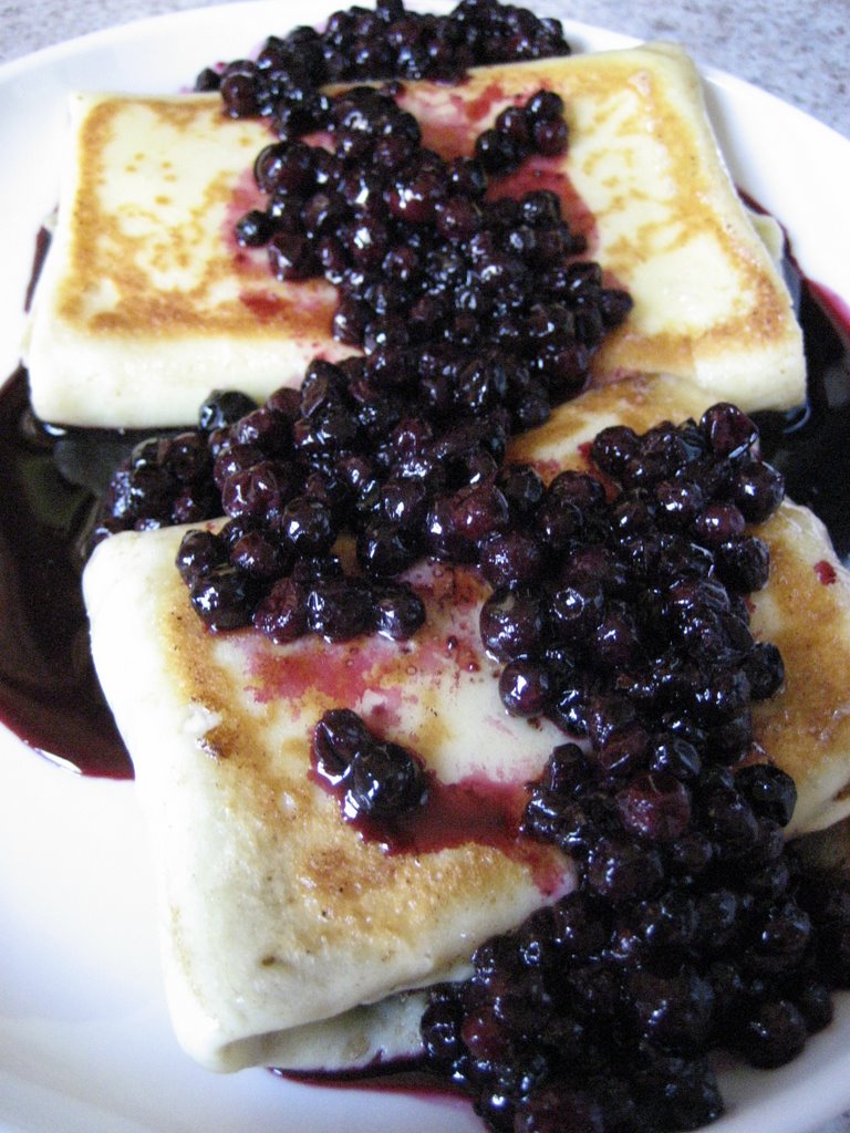 cooking up a storm: Cheese Blintz with Blueberry Sauce