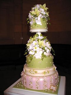 Pink and Green Unique Wedding Cake wc