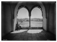 View of Olivet through arches of Moslem [i.e., Muslim] Supreme Council. REPRODUCTION NUMBER: LC-DIG-matpc-04175
