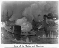Battle of the Monitor and Merrimac, REPRODUCTION NUMBER:  LC-USZ62-15166, Library of Congress Prints and Photographs Division.