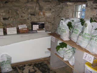 veg bags and 'extras', all ready for collection in the Swallow House