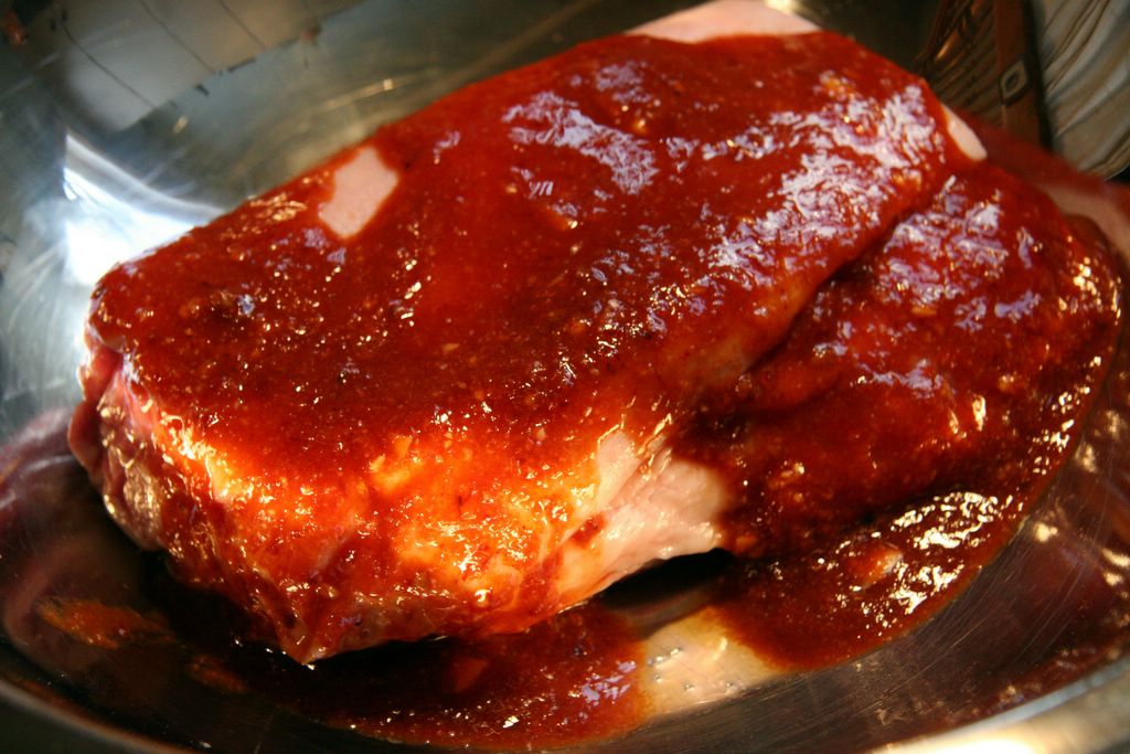 photograph picture Pork shoulder roast from Prather ranch recipe marinating in orange and chipotle