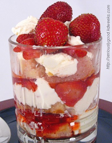 photograph picture  english dessert recipe strawberry trifle from seriously good by kevin weeks for St George's Day What's For Pud
