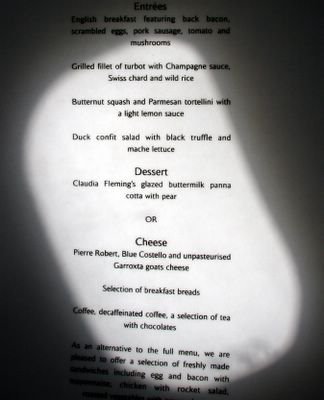 photograph picture of concorde food menu at filton