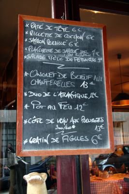 photograph picture le menu a La Tête de Goinfre Paris