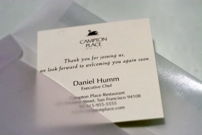 photograph picture daniel humm's campton place calling card