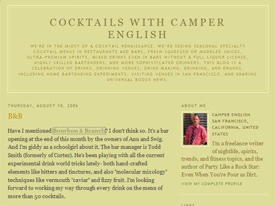 photograph picture of the San Francisco bay area cocktail blog from camper english