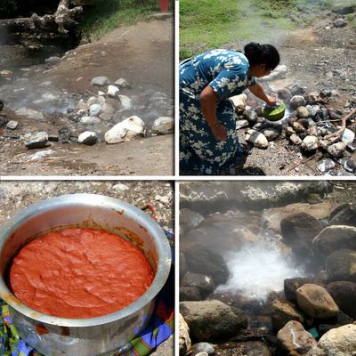 photograph picture of the hot springs in Savusavu, Fiji, where the locals cook their food