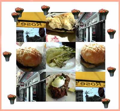 photograph picture collage of Rose's Cafe & Rosamunde Sausage Grill, both in San Francisco 
