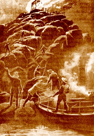 vignette par Férat, Jules Verne, 'Aventures de trois russses et de trois anglais dans l’Afrique Australe'