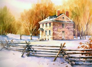 Top 100 Arts for the Parks, Watercolor Painting of Washington's Headquarters in Valley Forge by Roland Lee