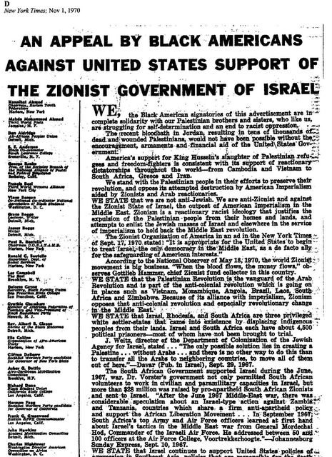 "Appeal by Black Americans Against United States Support of the Zionist Government"