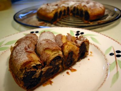 Chocolate Almond and Date Filo Coil