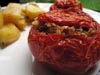 photograph picture of vegan main meal entree Pomodori ripieni di riso con patate Tomatoes stuffed with rice and Potatoes recipes for IMBB#19