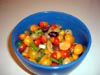 photograph picture of vegan main meal entree Tofu and Tomatoes with Cherry Tomato Salad recipes for IMBB#19