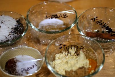 photograph picture organising your spices before making a curry recipe