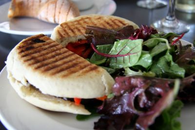 photograph picture of the eggplant panini plate. Filed under Cafe Review, San Diego, Tartine, Coronado