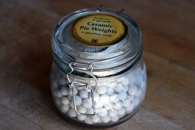 photograph picture of a jar of pie weights $9.95 from Sur La Table