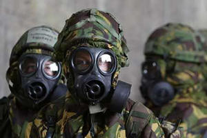 Suited up for chemical weapons attack