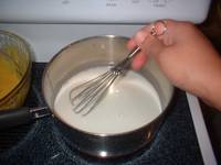 preparing the custard