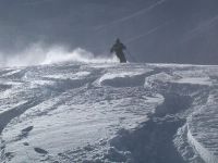 Cat Skiing in deep powder snow on a Glacier