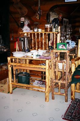 Rustic Wood Furniture and handicraft at the Kicking Horse Canyon B&B