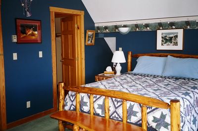 Rustic Wood Bedframe by Jerry Cook at his Golden BC Guest House