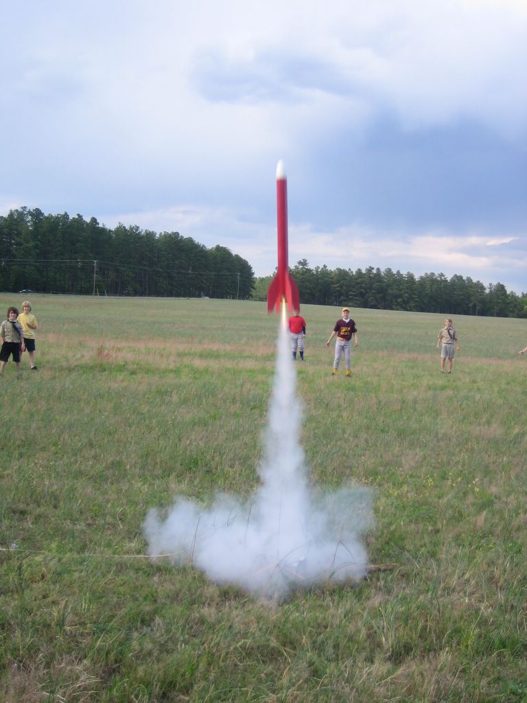 model rockets at target