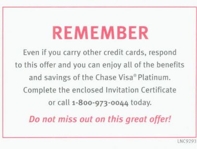 Credit card solicitation insert