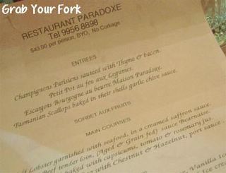 Paradoxe Restaurant Francais, Crows Nest | Grab Your Fork: A Sydney ...
