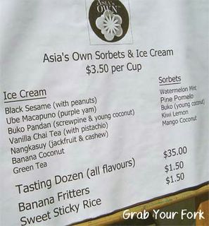 Asia's Own ice cream flavours