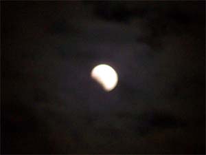 beginning of the lunar eclipse, about 75% of the moon visible