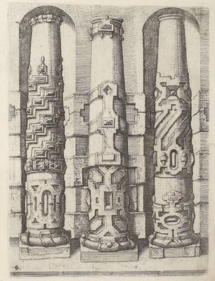 Tuscan column architecture in mannerist/baroque style