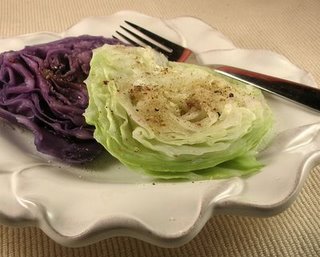Simple wedges of steamed cabbage