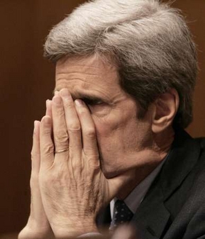John Kerry blows his nose without a tissue!