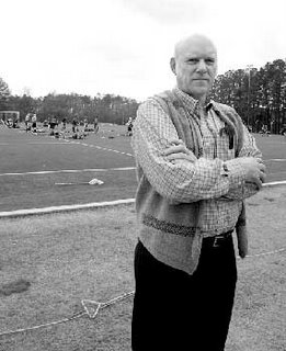 Duke history professor Peter Wood, in front of the Duke lacrosse practice field