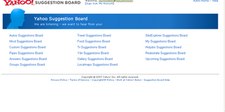 Yahoo Suggestion Boards