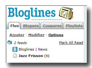 Le Flux RSS de Jazz Frisson dans Bloglines