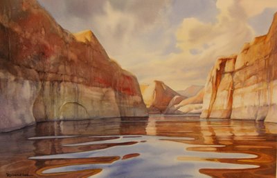 Quiet Canyon painting at Lake Powell by Roland Lee