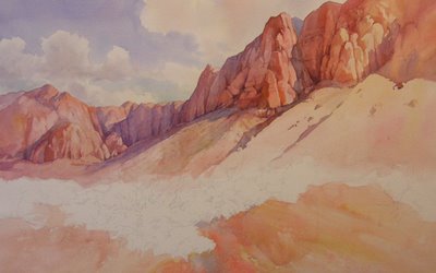 Roland Lee watercolor painting of Kayenta Utah